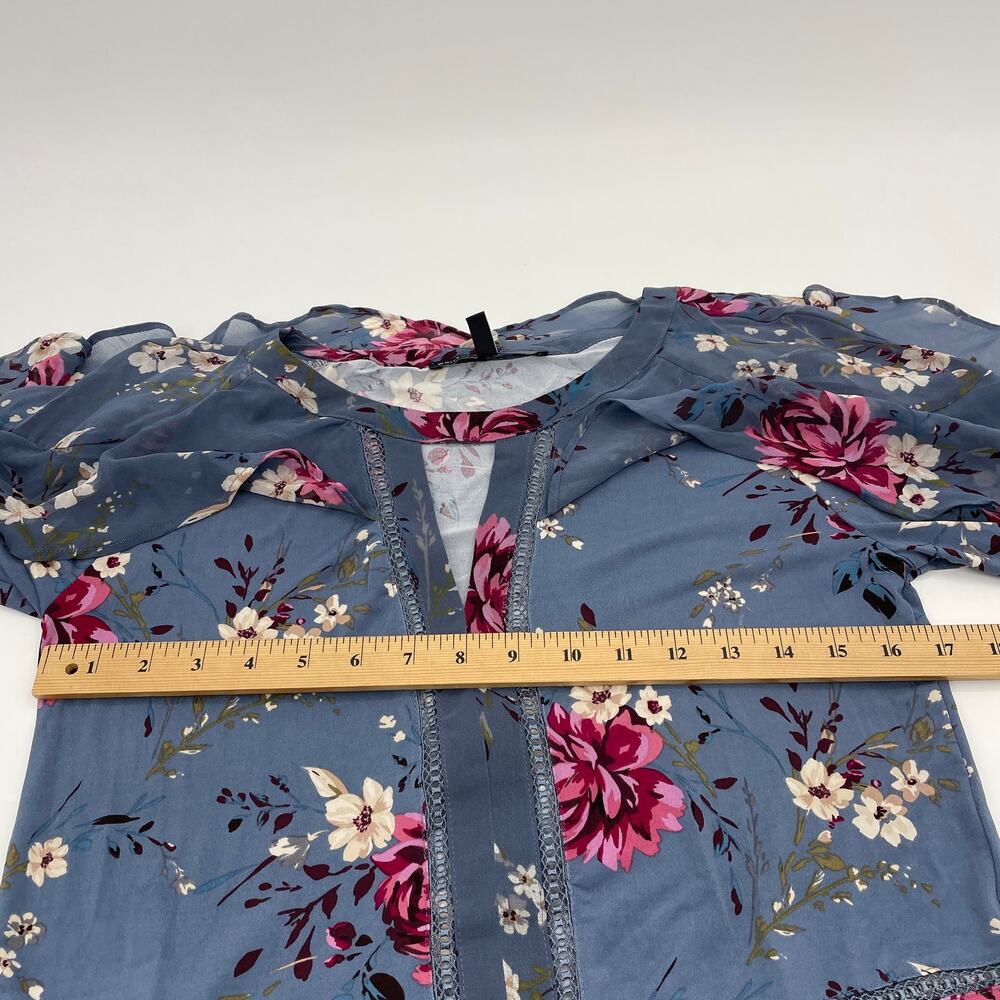 WHITE HOUSE BLACK MARKET Floral Ruffle Long Sleeve Pullover Blouse Womens Size S - Picture 7 of 8